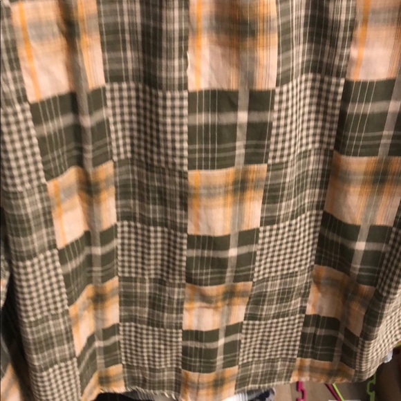 Lucky Brand Green and Tan Plaid Casual Button Down Shirt - Picture 7 of 8